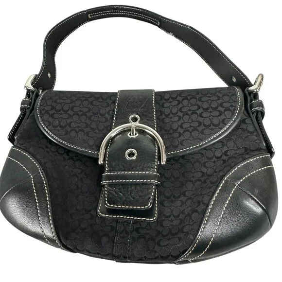 Coach 6818 SMALL Vintage Soho Black Leather and Signature C Canvas Shoulder Bag - Picture 3 of 16